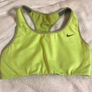 Higher impact neon yellow sports bra